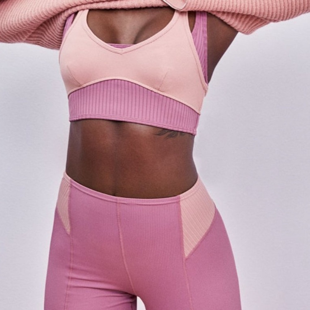 For Love And Lemons Dani Ribbed Pink Biker Athletic Shorts, Sz L, NWT! - Picture 4 of 6